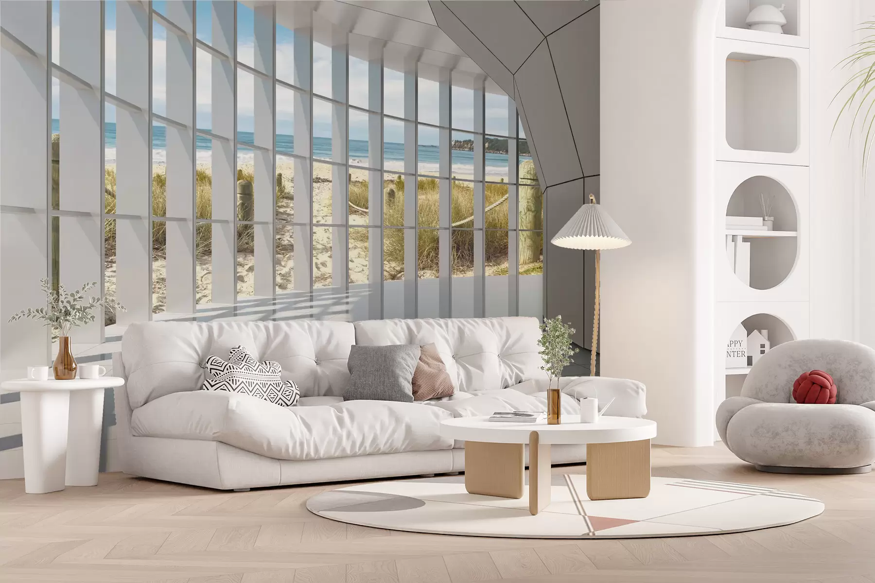 fototapeter 3D-korridor med havudsigt u70513
