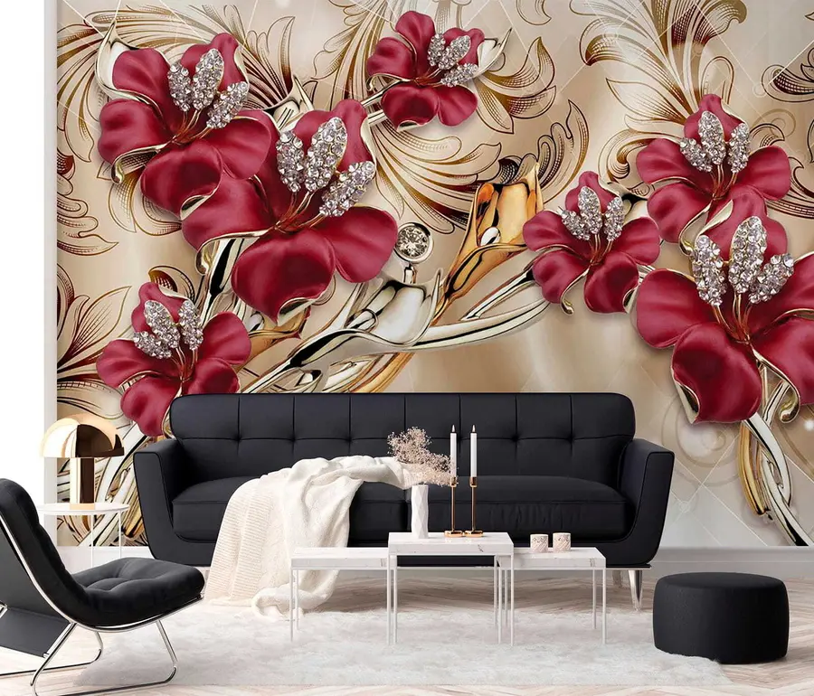 Murale Lys rouges avec effet 3D u70604