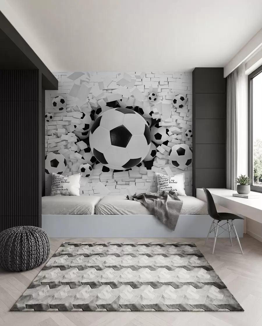 Fototapete Fußball durchbricht die Wand u70633