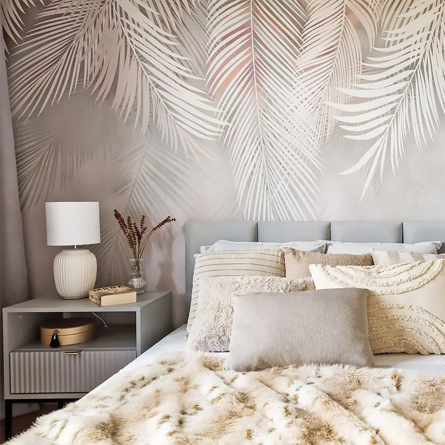 Fototapete Graue Palmblätter u48556