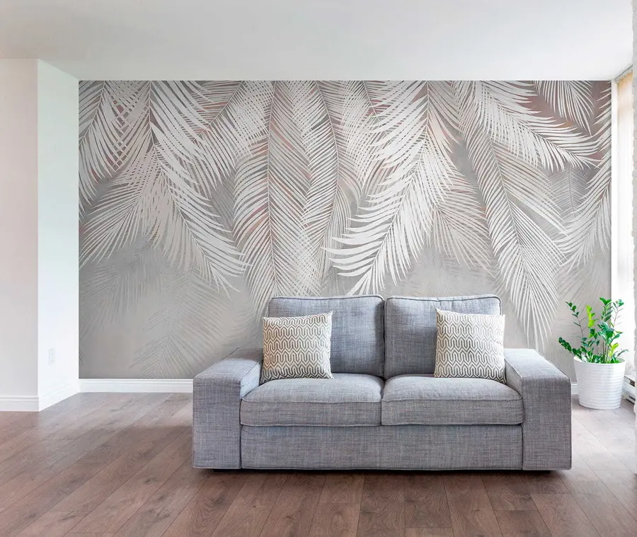 Fototapete Graue Palmblätter u48556