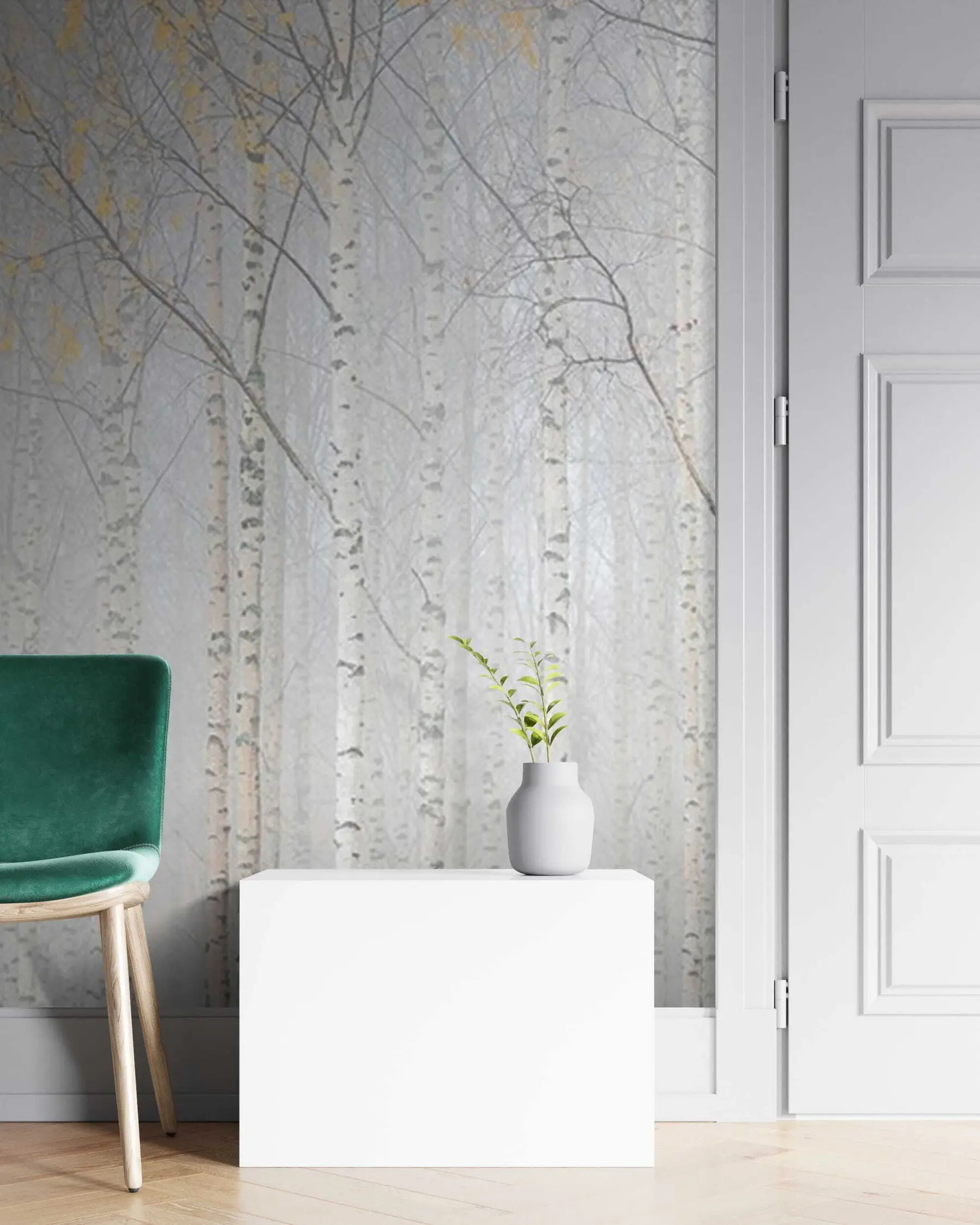 Murale Bouleau dans le brouillard u58963