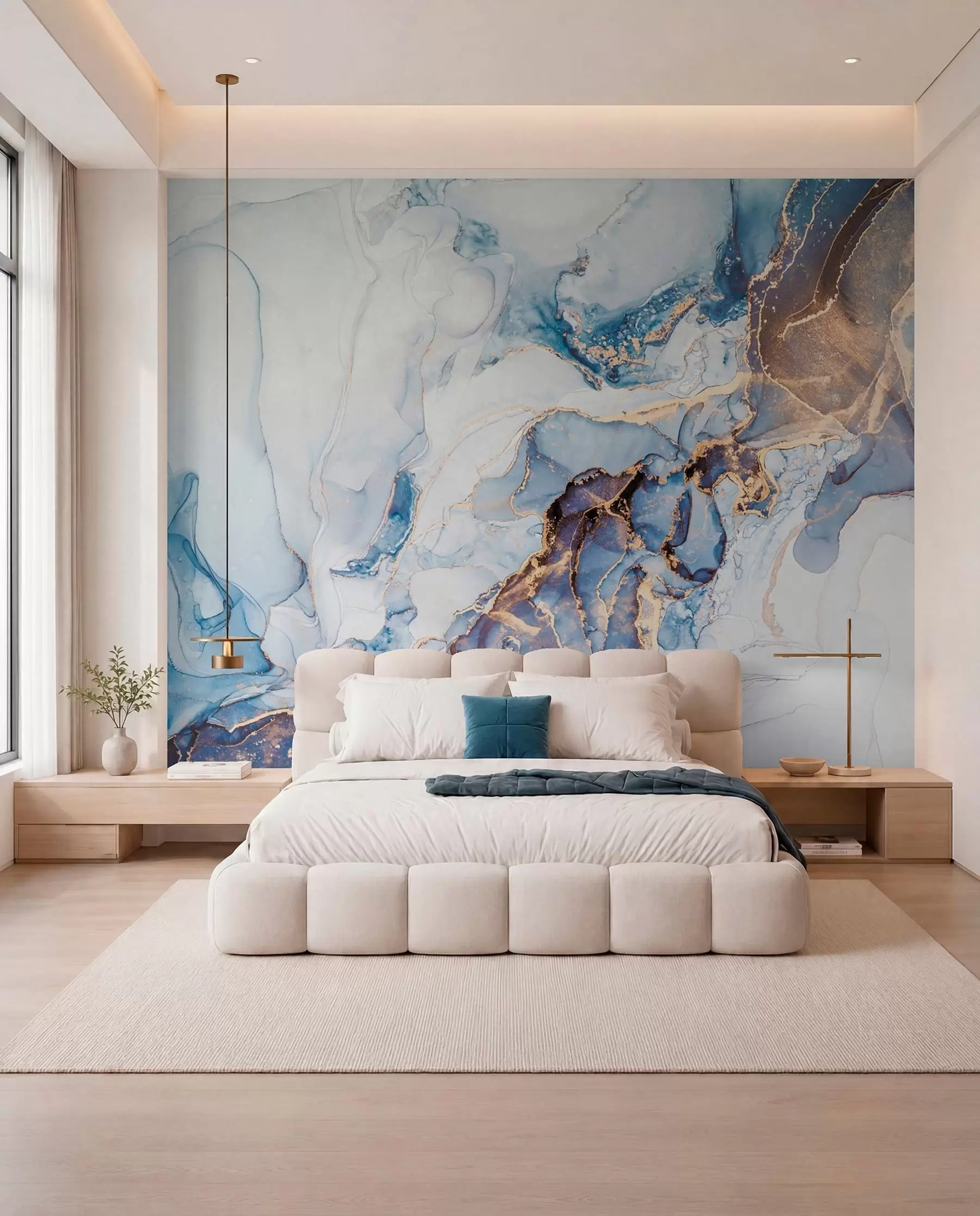 Murale Marbre bleu veiné de cuivre u70767