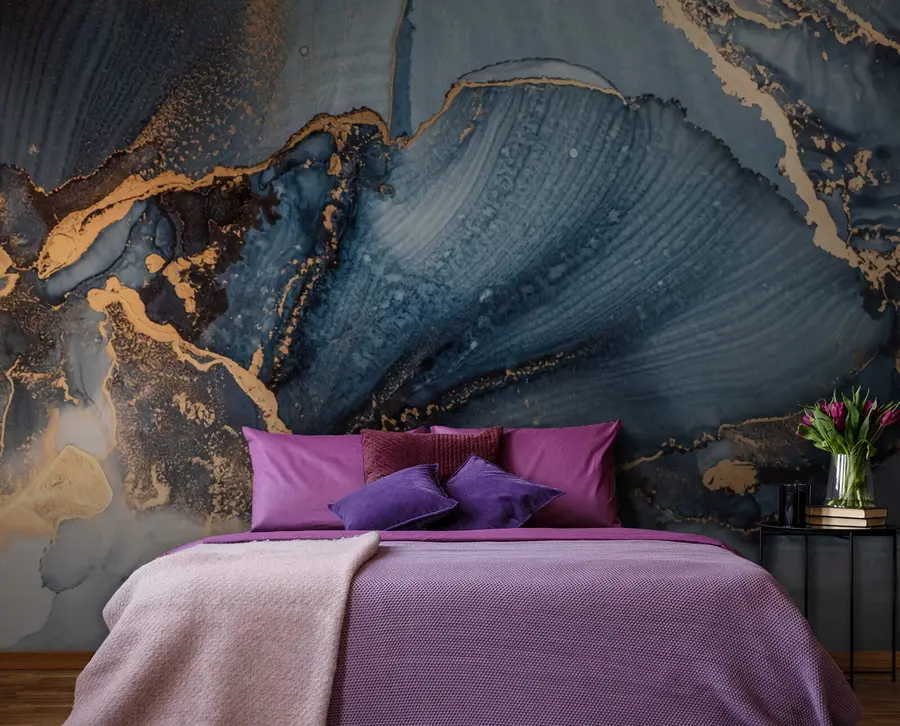 Murale Art abstrait bleu, marbre, fluide u70781