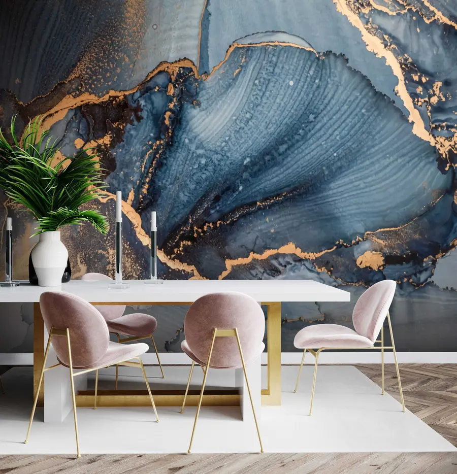 Fototapete Blaue abstrakte Kunst, Marmor, Flüssigkeit u70781