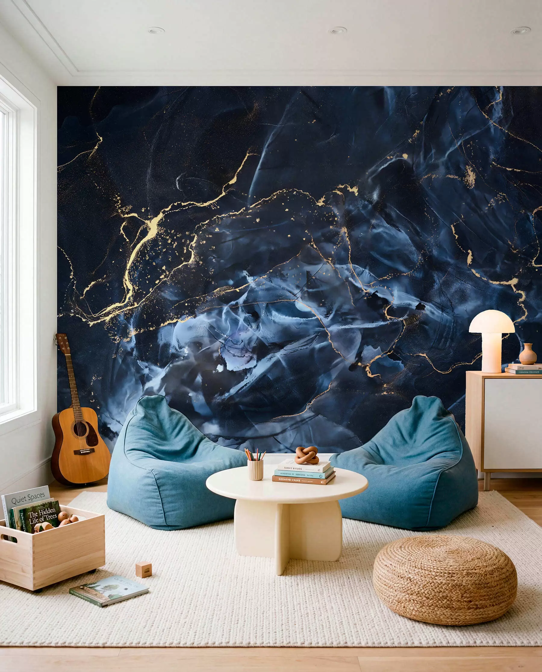 Murale Courants de marbre bleu u71173
