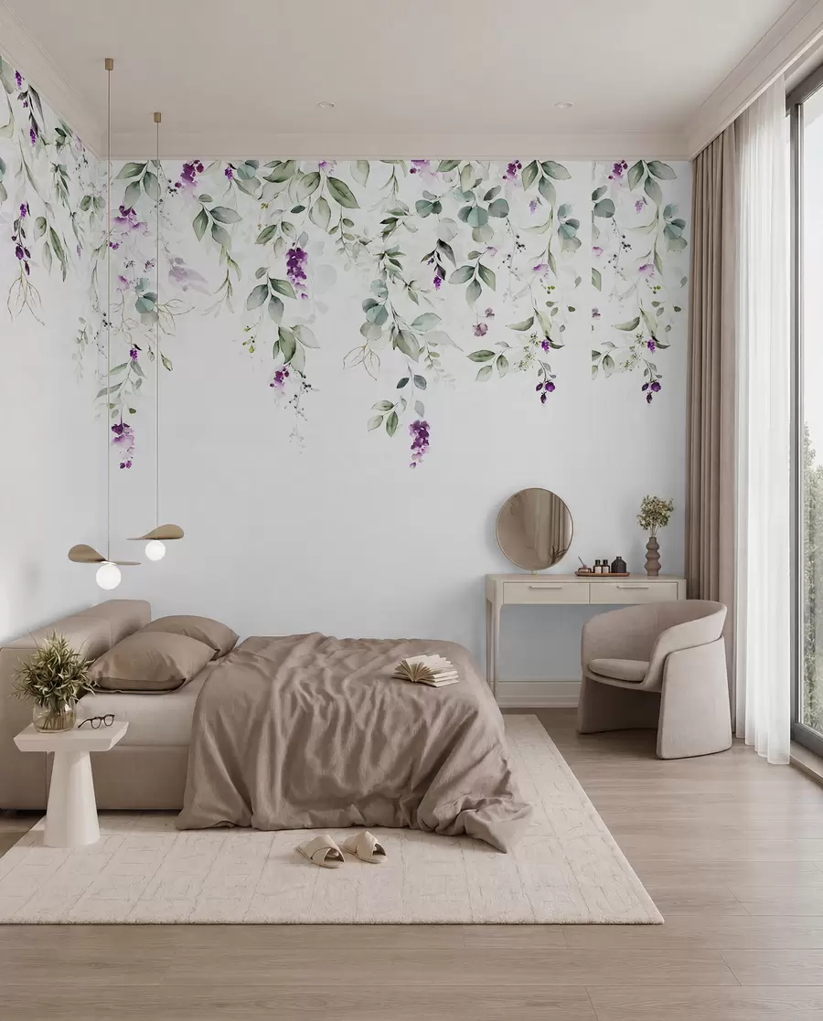 fototapeter akvarelkomposition med lavendelblomster u99687