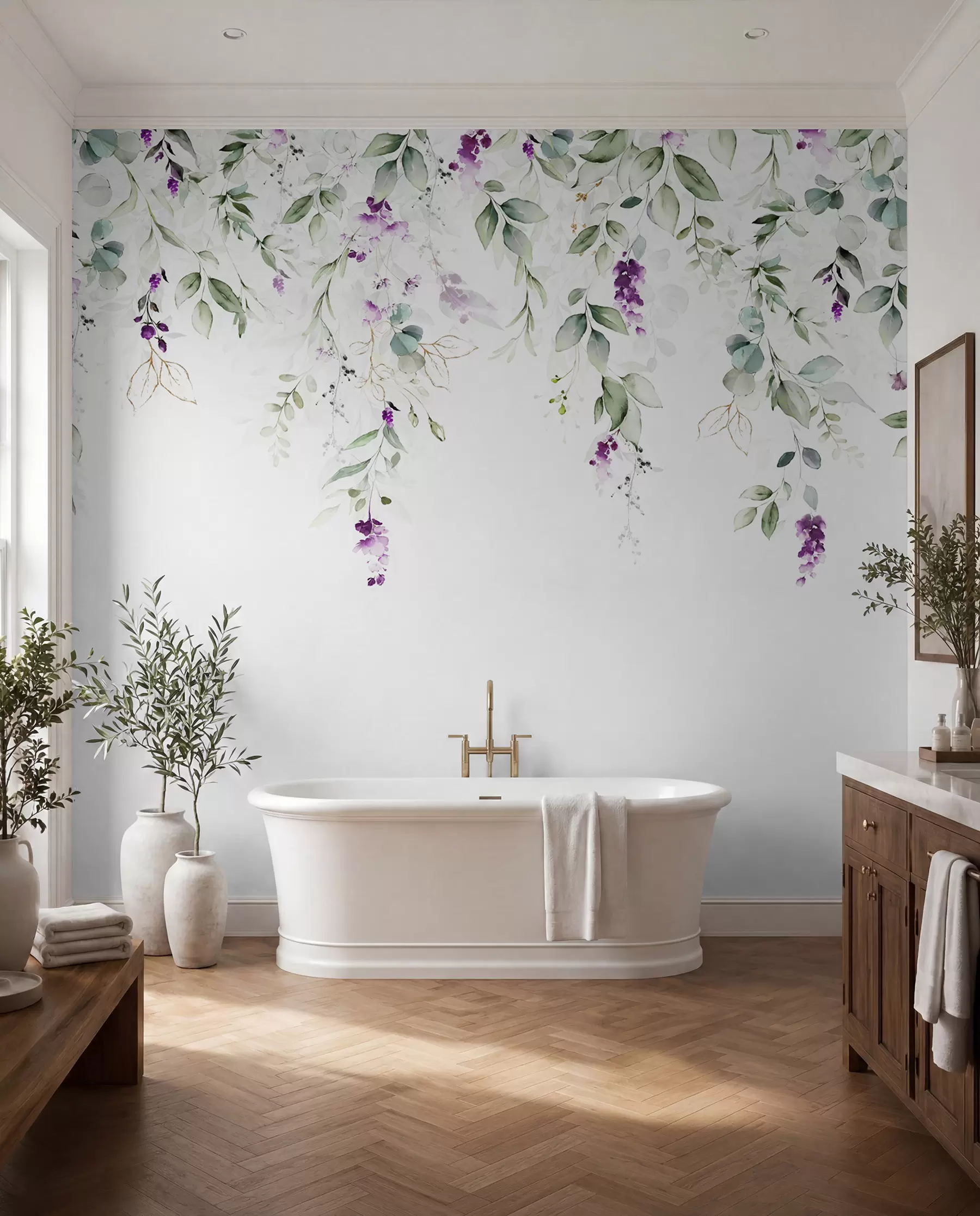 fototapeter akvarelkomposition med lavendelblomster u99687