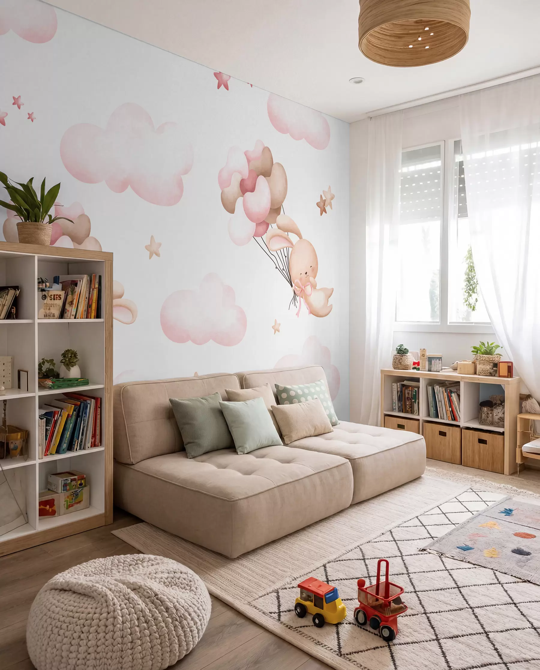 Murale Mignon lapin et ballons u95399d1