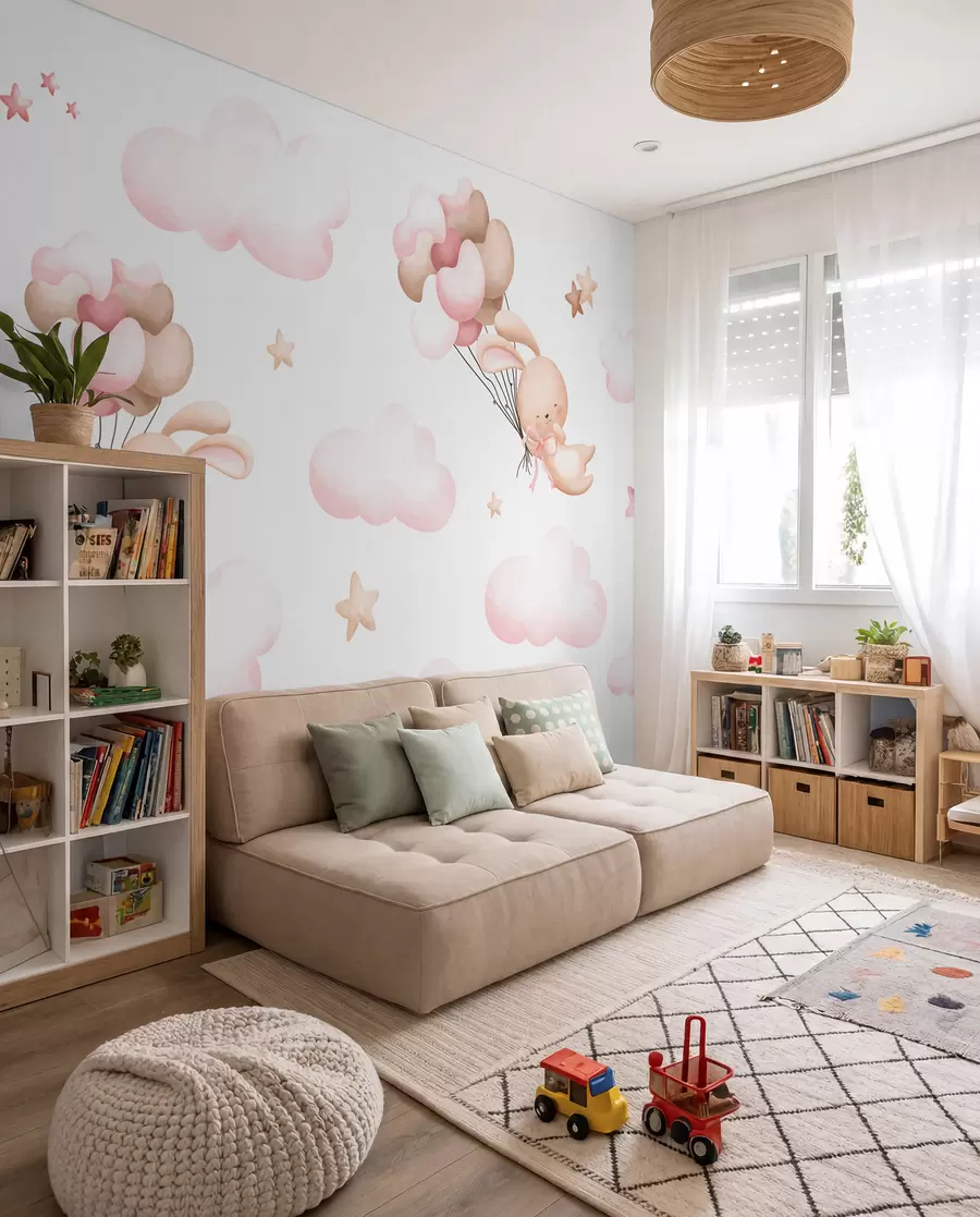 Murale Mignon lapin et ballons u95399d2