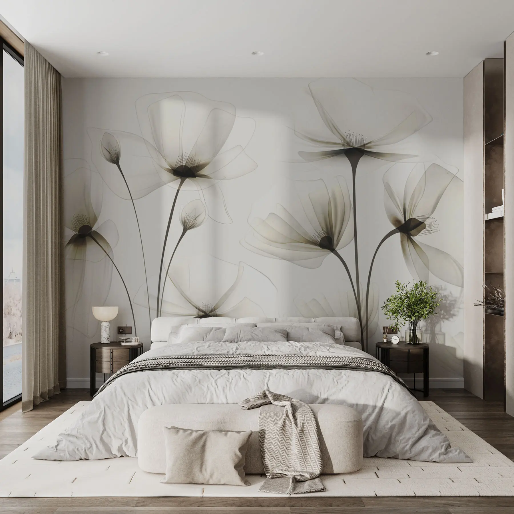 Fototapete Transparente Aquarellblumen w00143