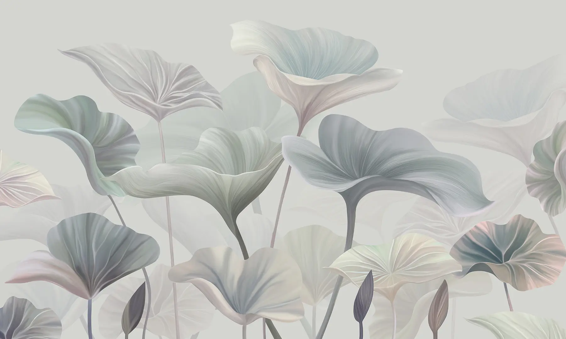 fototapeter Flotte store blade i blå farve w00385v2