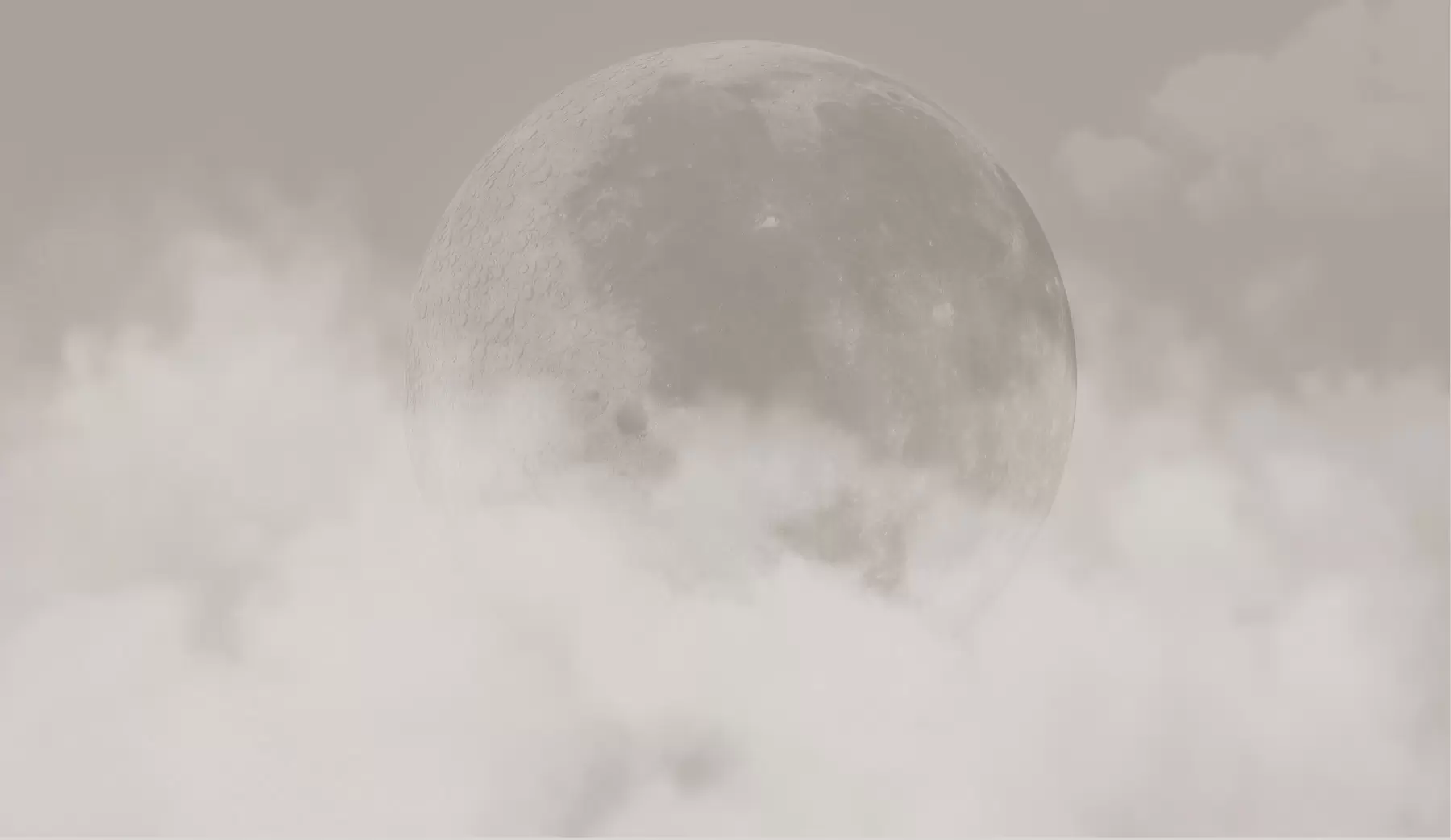 Fototapete Großer Mond zwischen den Wolken im beigen Loft-Stil w00548