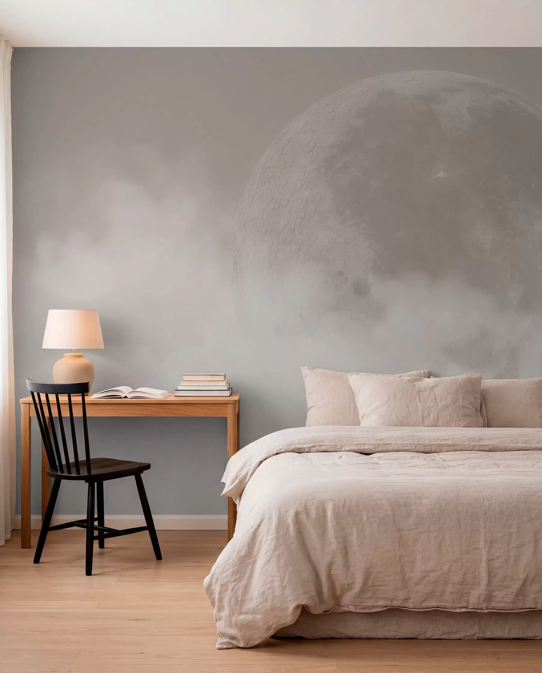 fototapeter Stor måne blandt skyerne af beige farve loft stil w00548
