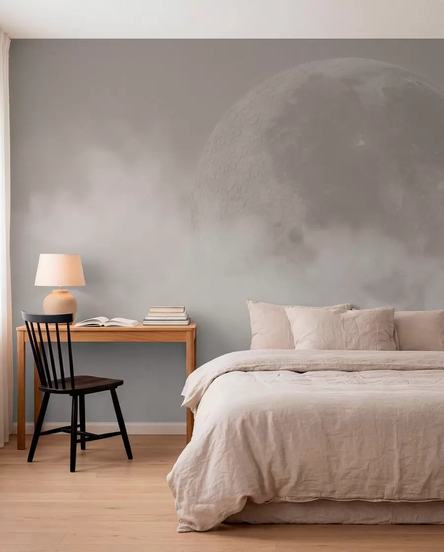 fototapeter Stor måne blandt skyerne af beige farve loft stil w00548