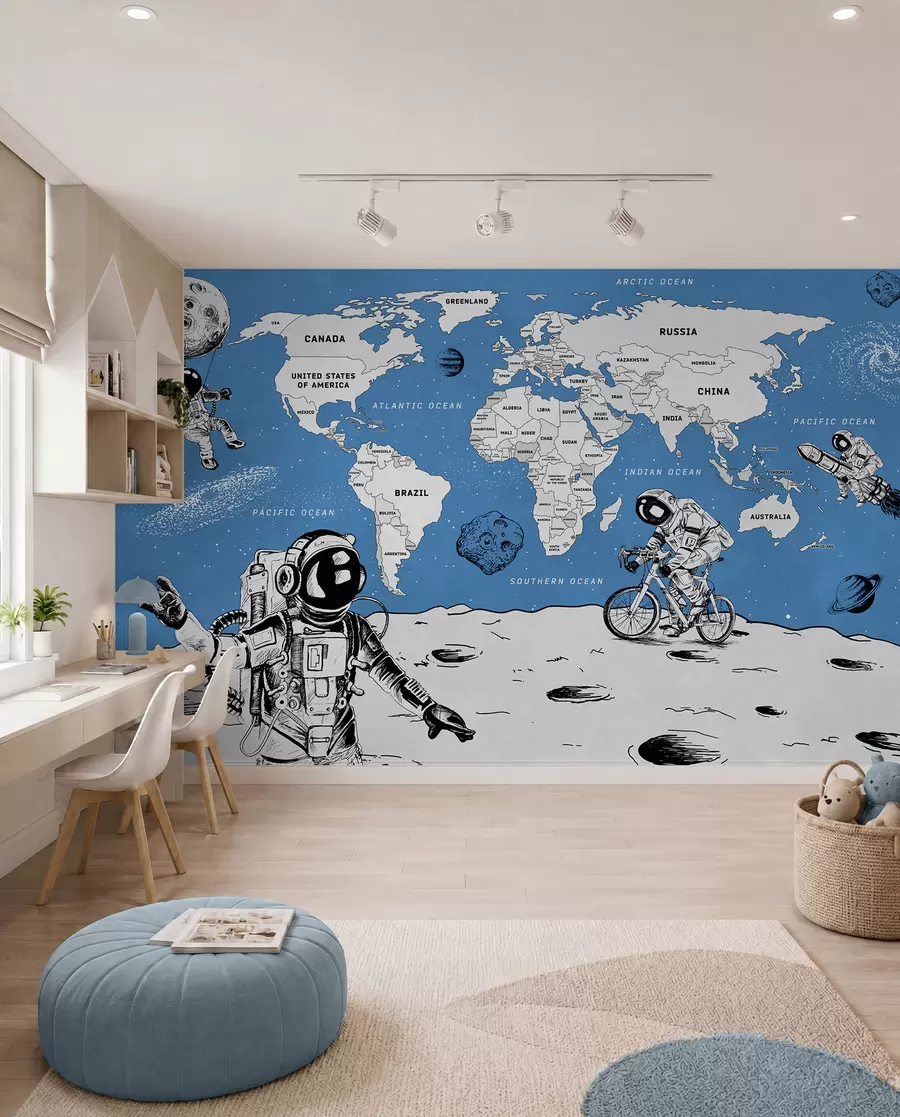 Murale Atlas spatial en anglais w00473v1