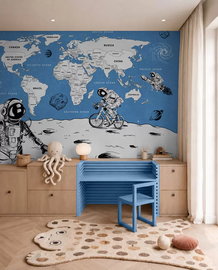 Murale Atlas spatial en anglais w00473v1