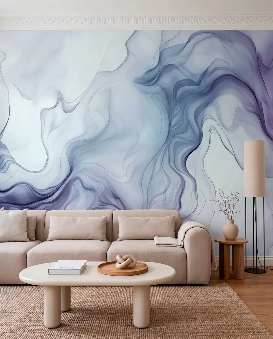 Murale Vagues abstraites colorées sur fond clair w01185v1