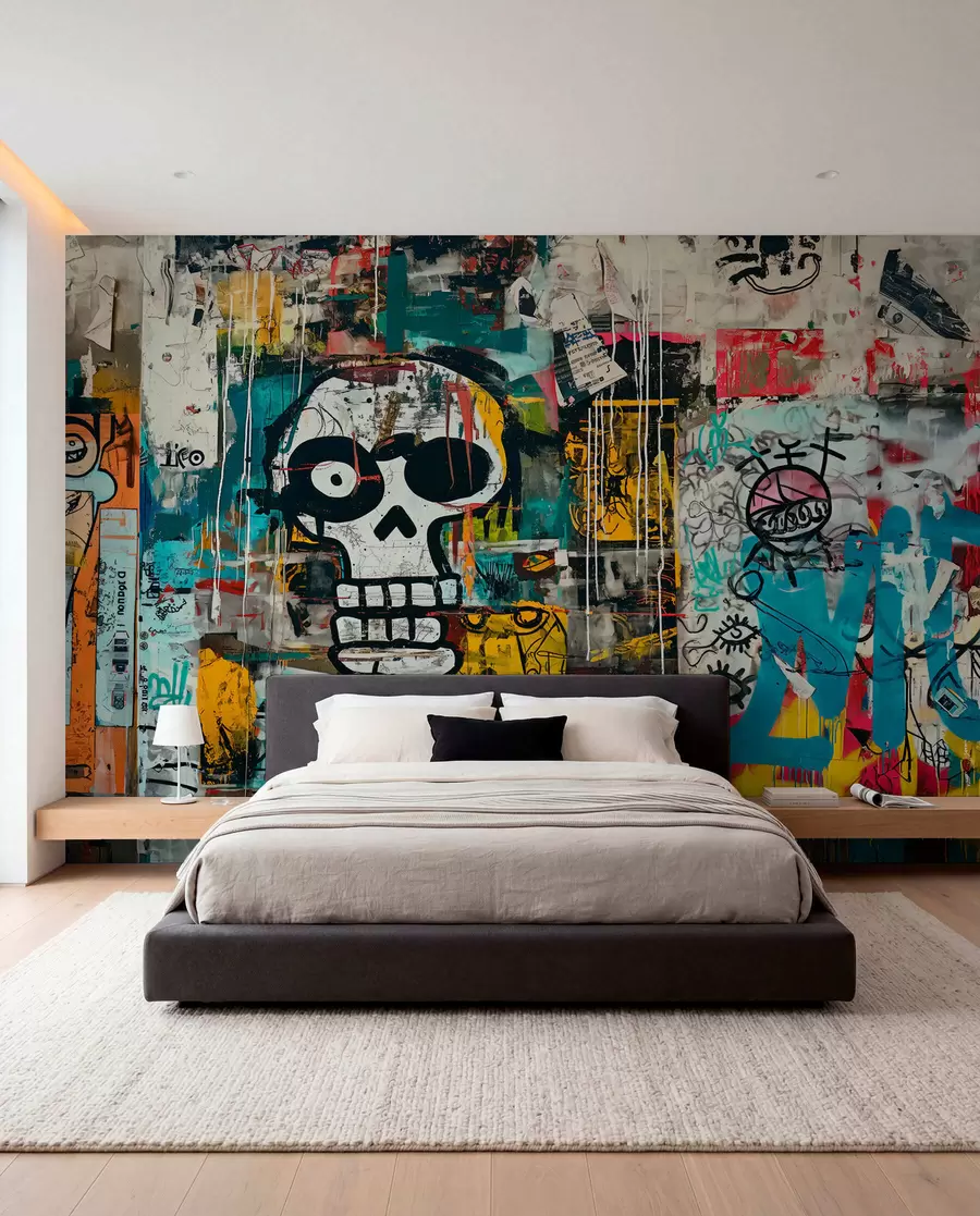 fototapeter Farverig graffiti i Basquiat-stil w01187