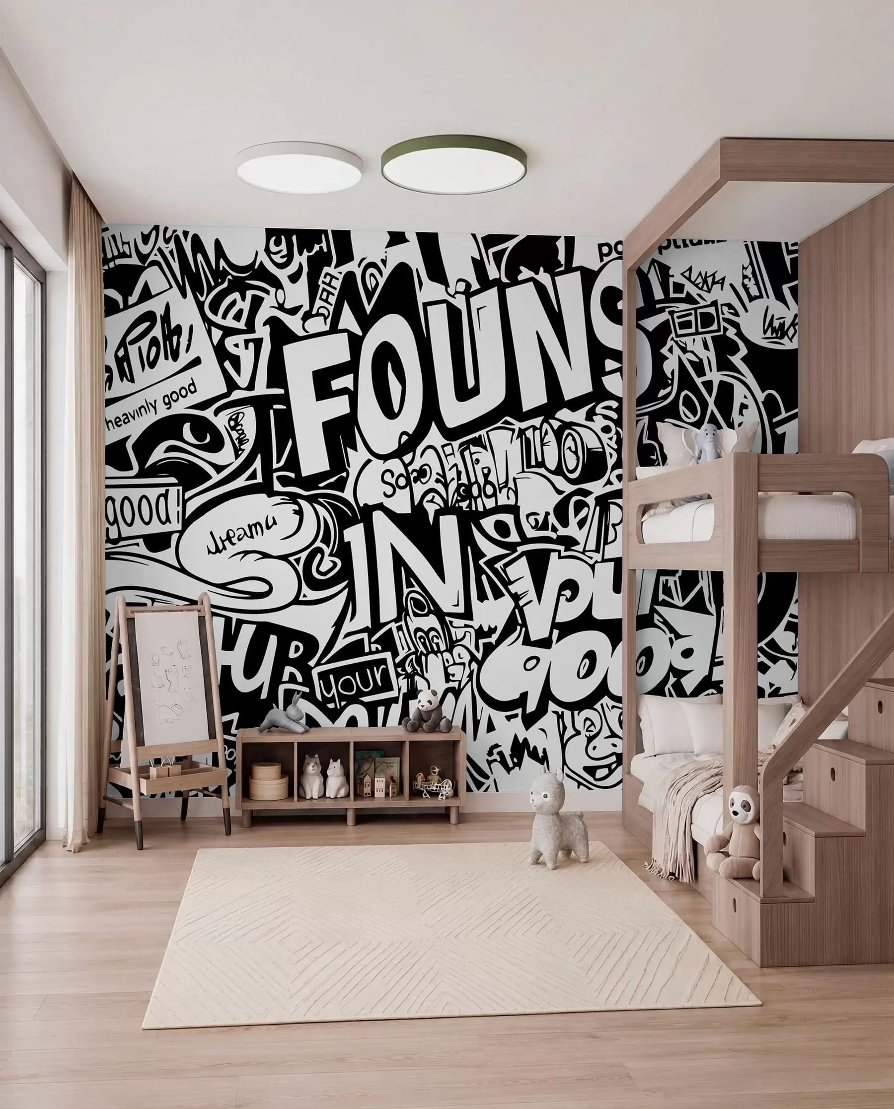 Fototapete Schwarz-weißes Graffiti w01190