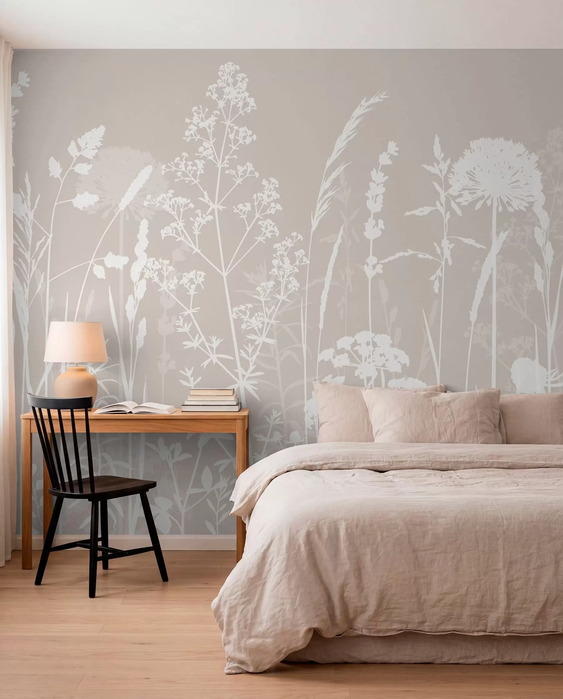 Murale Silhouettes de fleurs blanches w01270