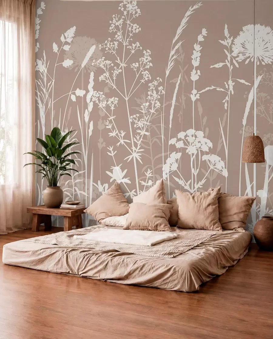 fototapeter Blide markplanter og blomster minimalisme w01270v3