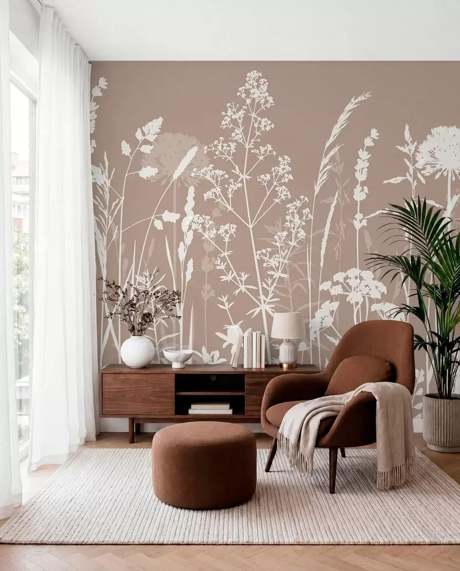fototapeter Blide markplanter og blomster minimalisme w01270v3