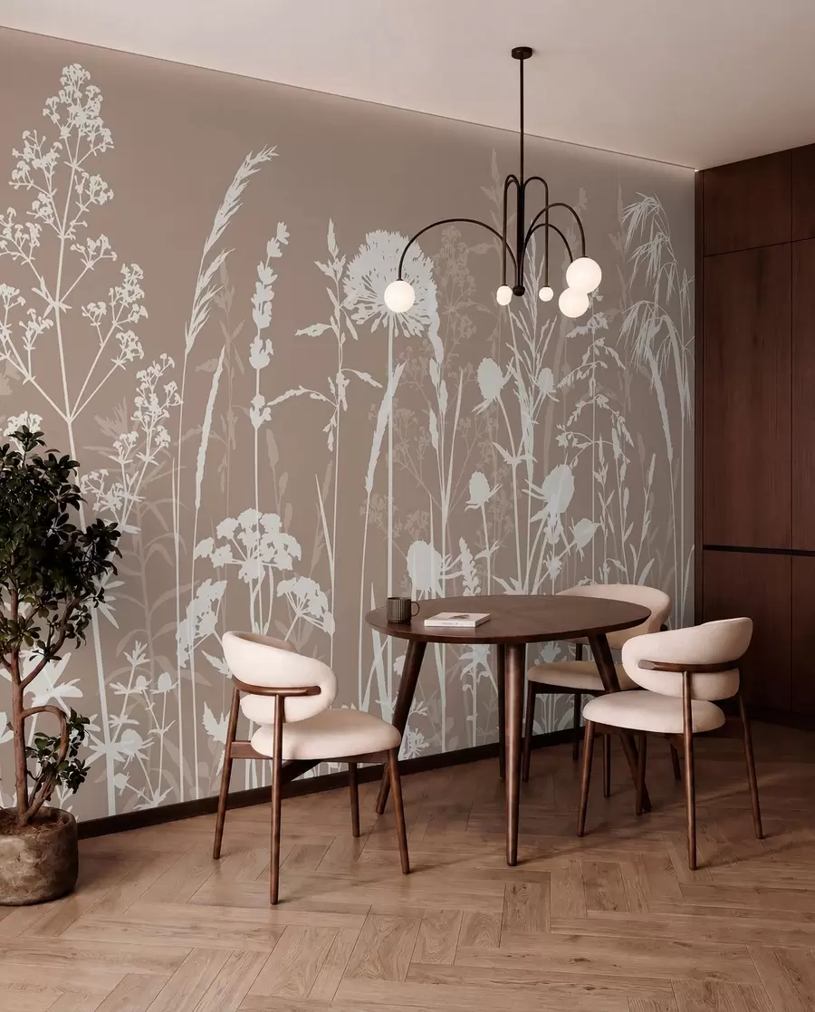 fototapeter Blide markplanter og blomster minimalisme w01270v3