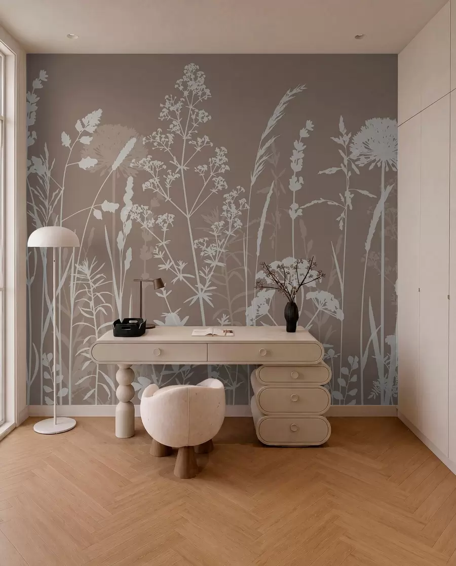 fototapeter Blide markplanter og blomster minimalisme w01270v3