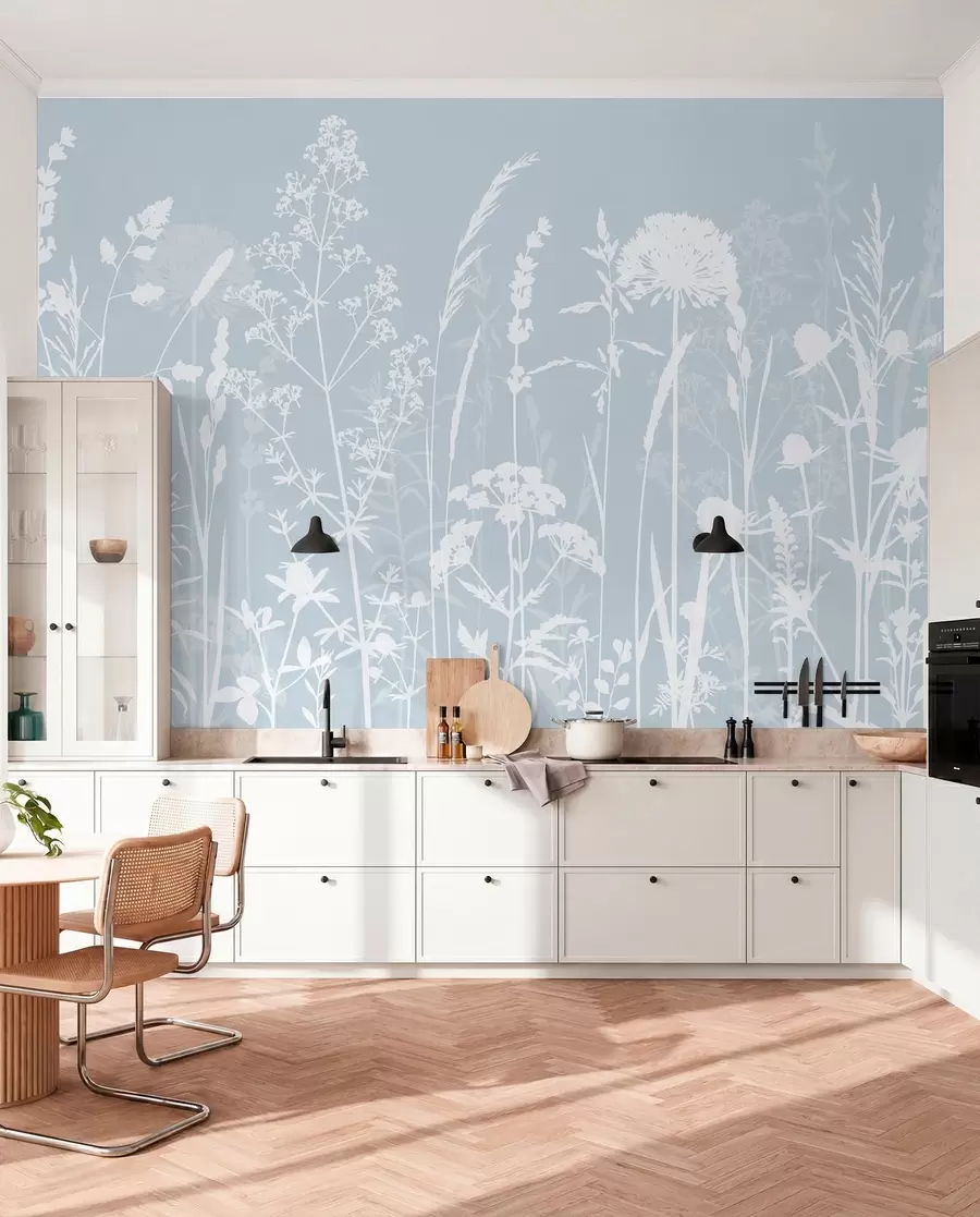 fototapeter Blide markplanter og blomster minimalisme grå farve w01270v4