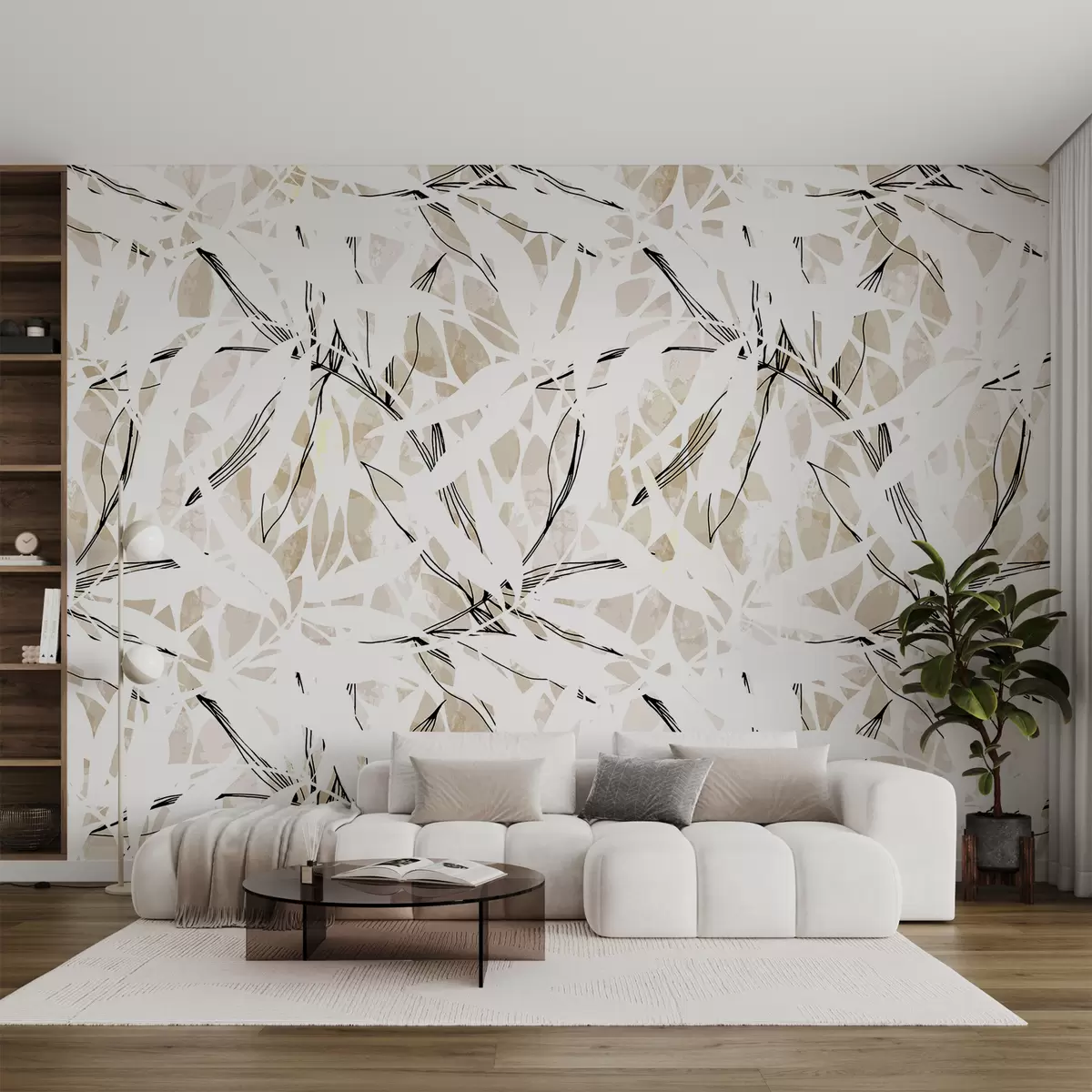 Murale Modèle avec diverses feuilles w07865