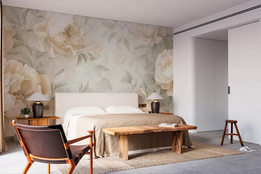 Fototapete Pfingstrosen in blassen und zarten Farben w07892