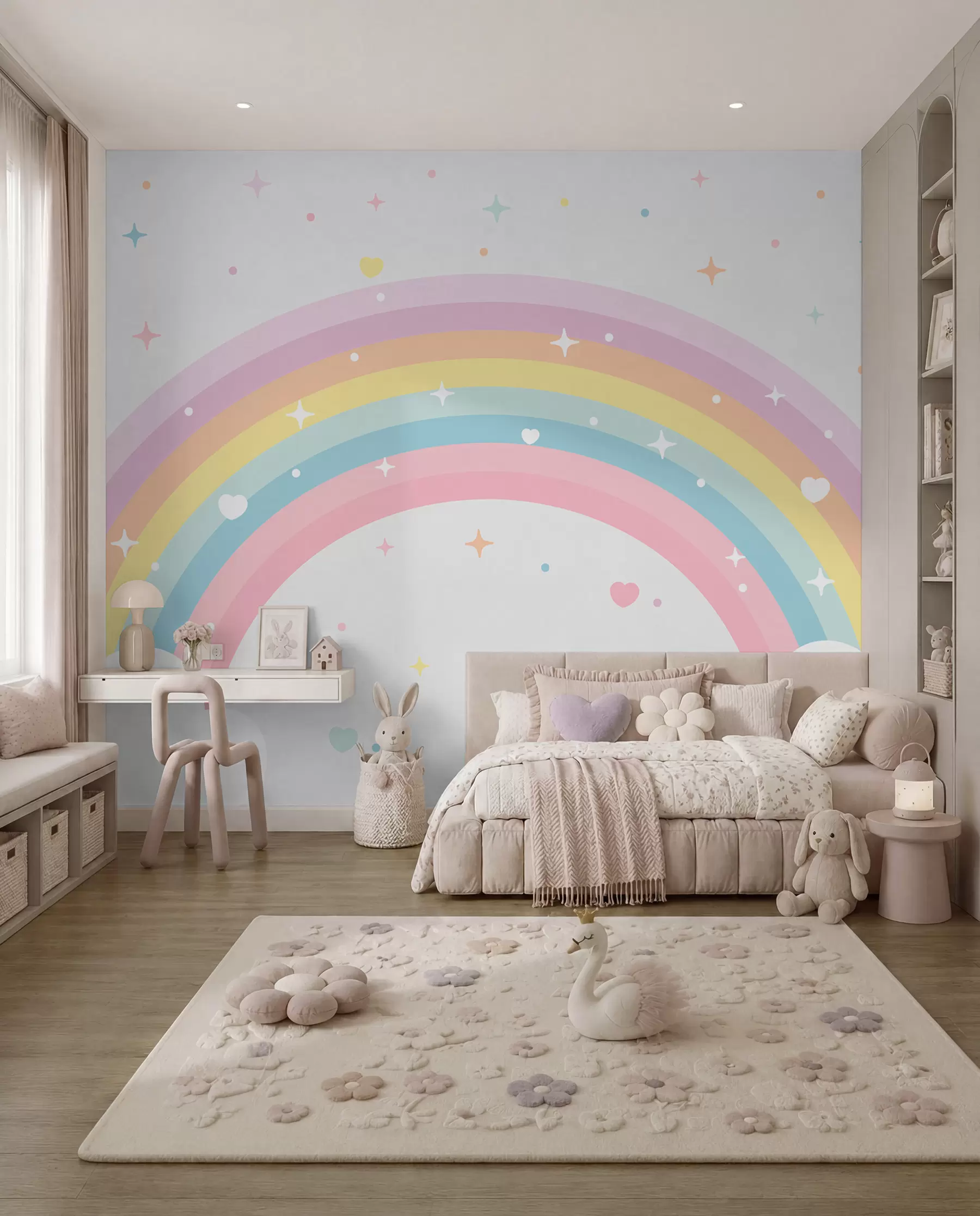 Murale Ruban de couleurs et étoiles w08109