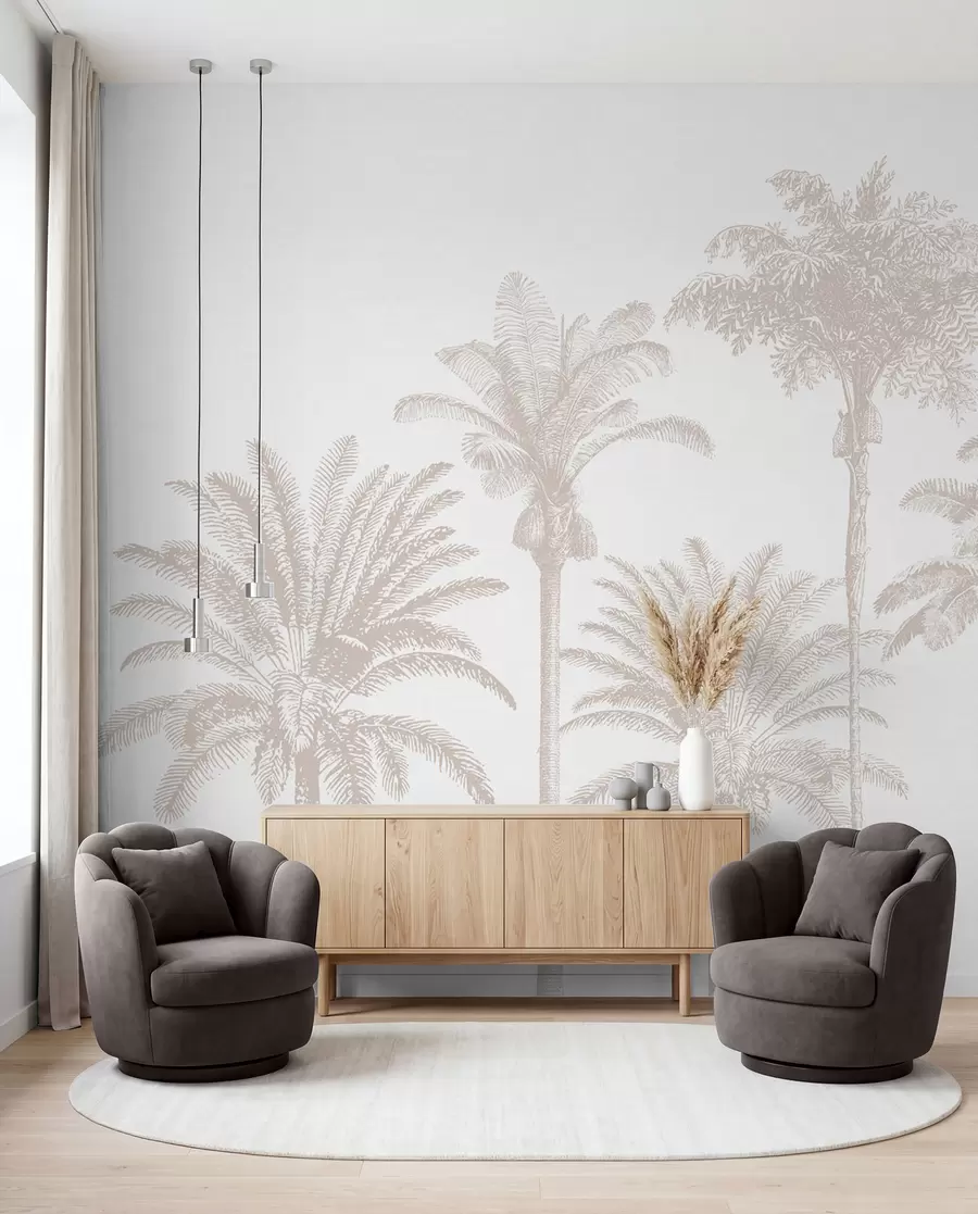 Murale Oasis de palmiers tropicaux minime w08111