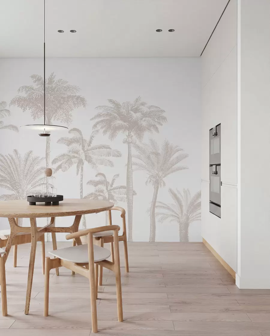 Murale Oasis de palmiers tropicaux minime w08111