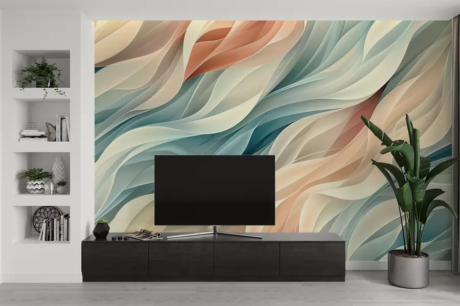 fototapeter Hypnotiserende abstrakt design med bløde pastelbølger w01335