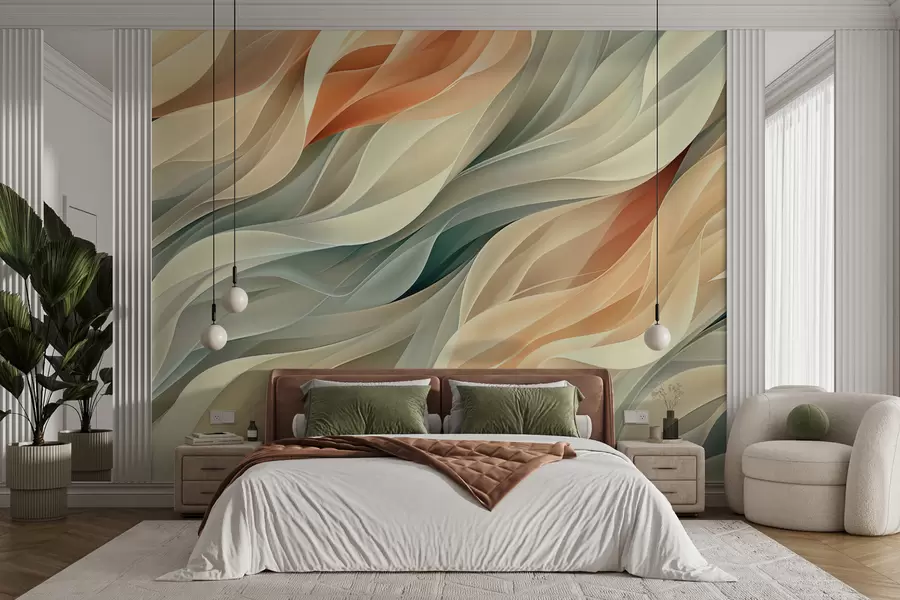 Fototapete Faszinierendes abstraktes Design mit sanften Pastellwellen in warmen Farben w01335v1