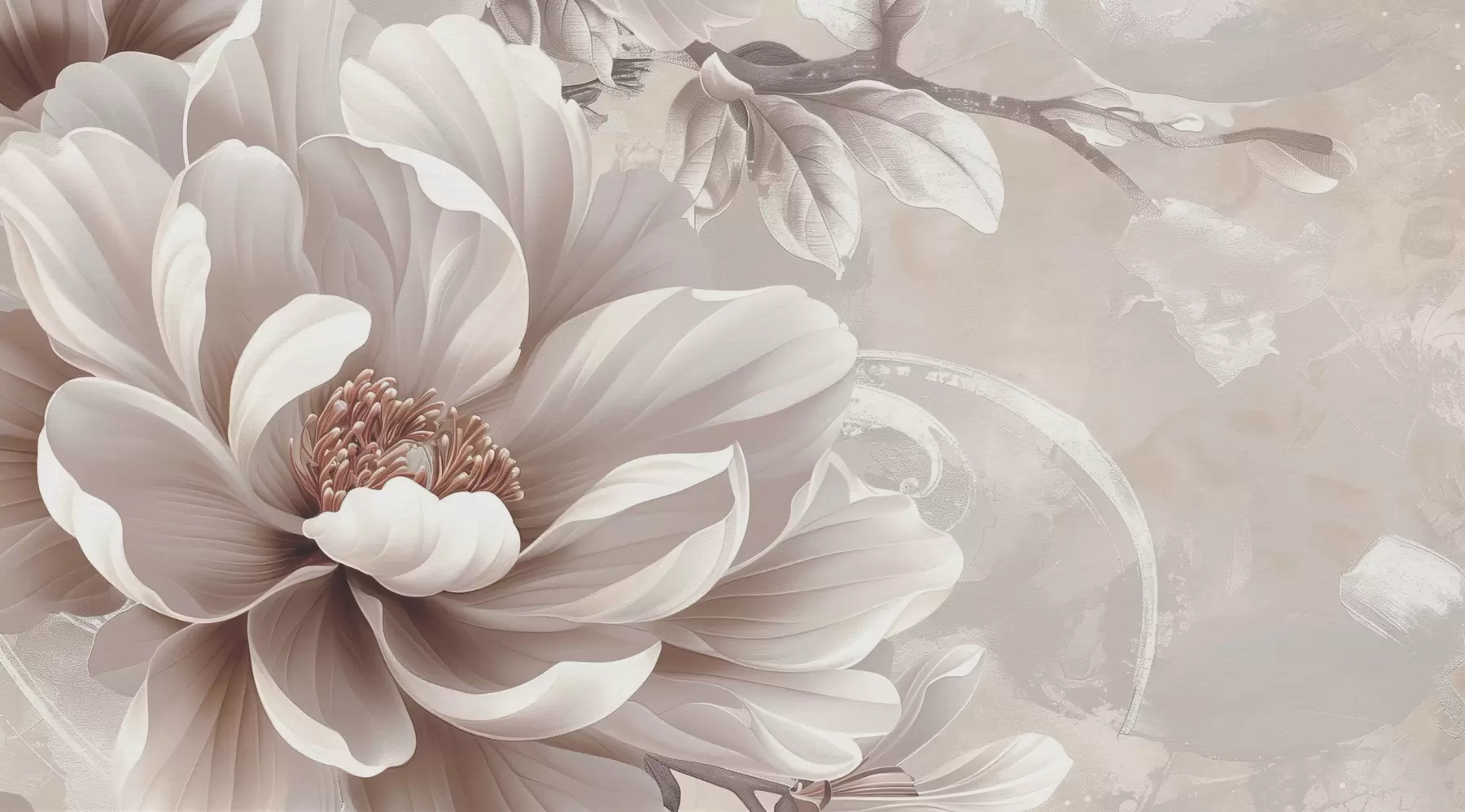 Fototapete Große staubige rosa Blume auf der Grunge-Wand w08181v1