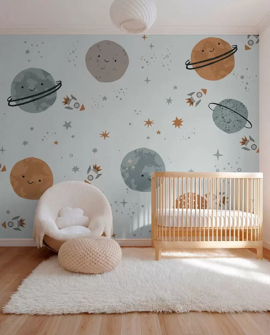 Murale Fond d'écran pour enfants, espace, planètes w01417