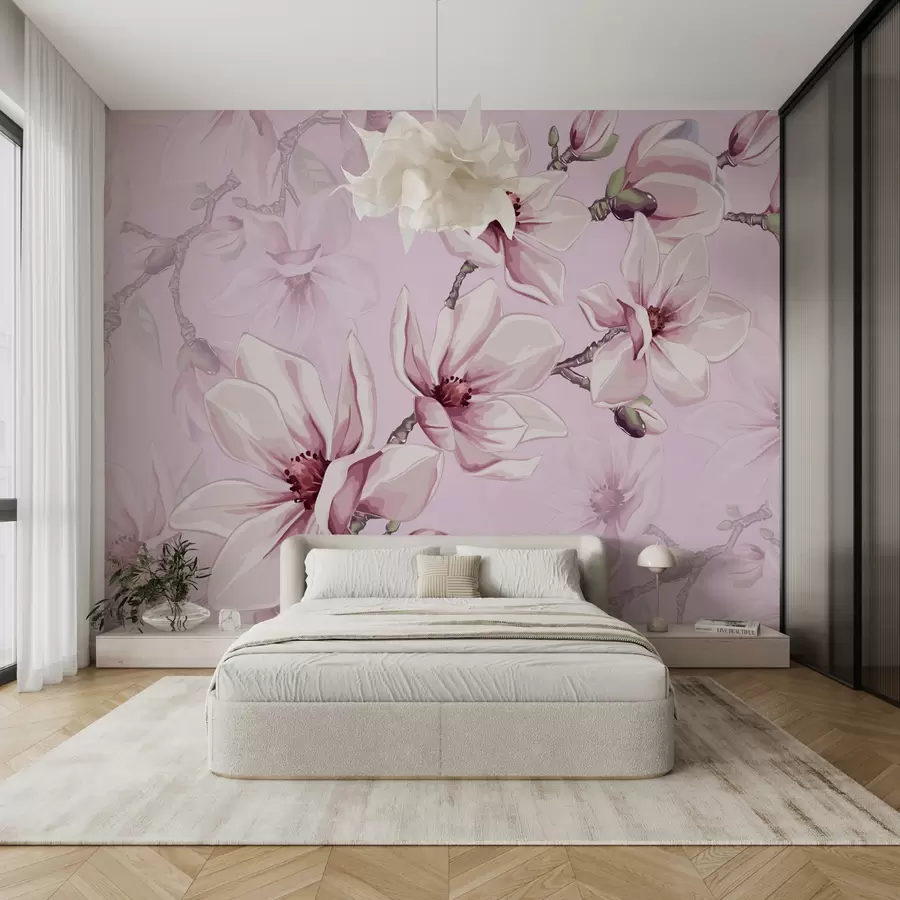 fototapeter delikat pink magnolia tæt på w00982