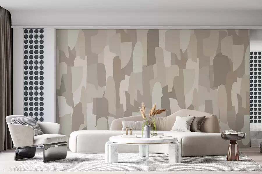 fototapeter abstrakt moderne kunst tapet i beige nuancer efterligning af farvede stykker, til stilfuld indretning w00987