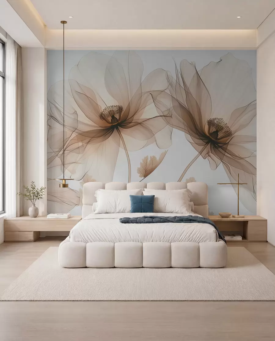 Murale Fleurs à l’encre cuivrée w01482