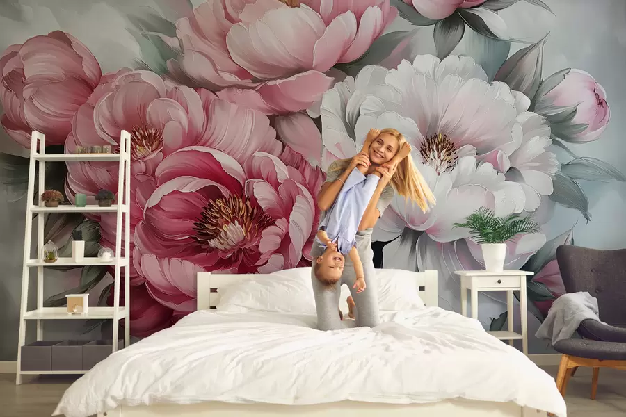 Fototapete Üppig bemalte Pfingstrosen w01017