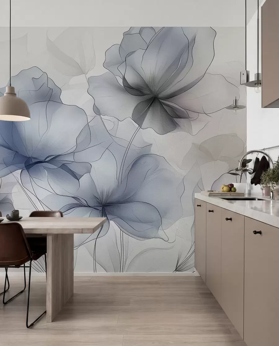 fototapeter Abstrakte blomster på en betonvæg w01037