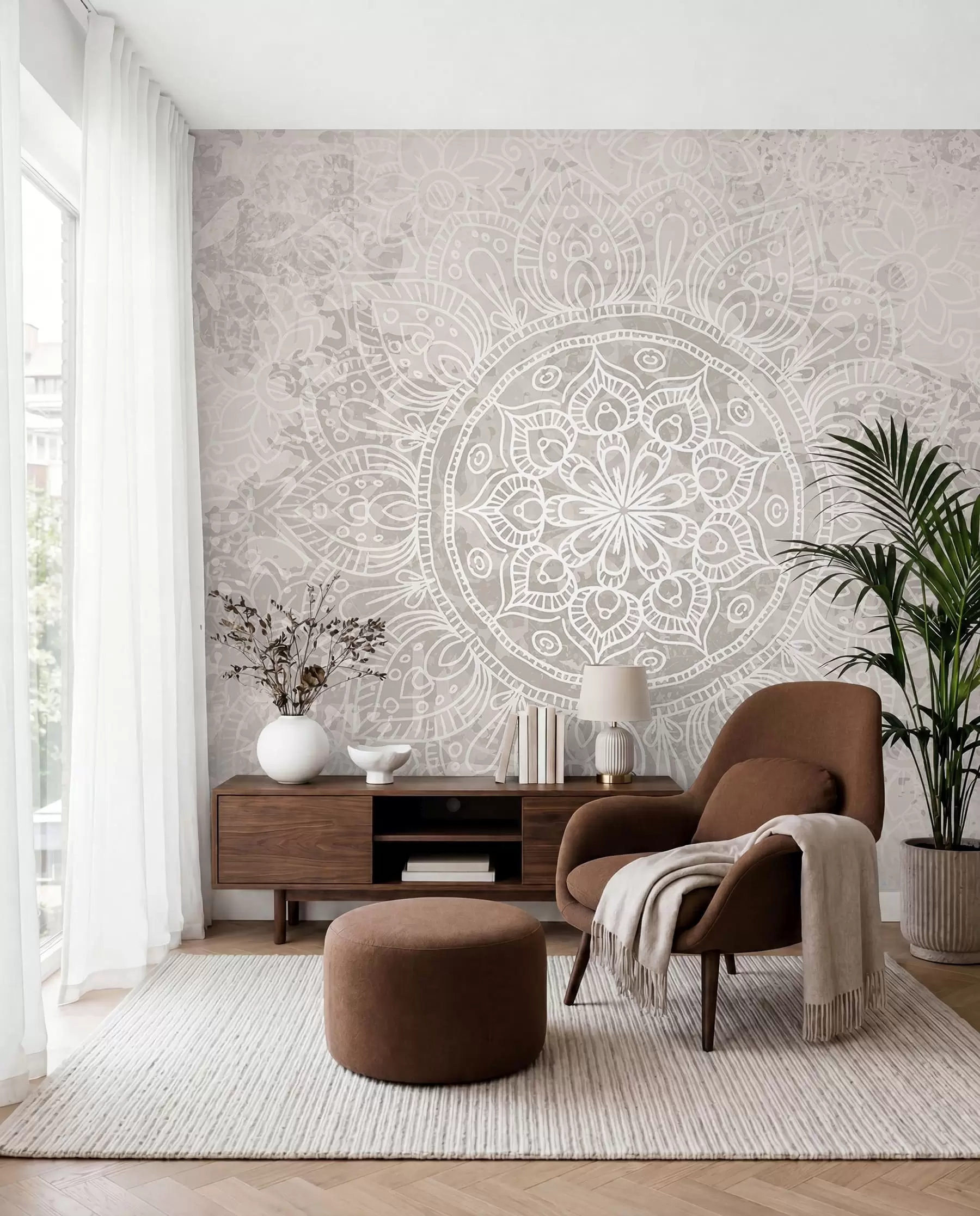 Murale Mandala aux traits fins w08246