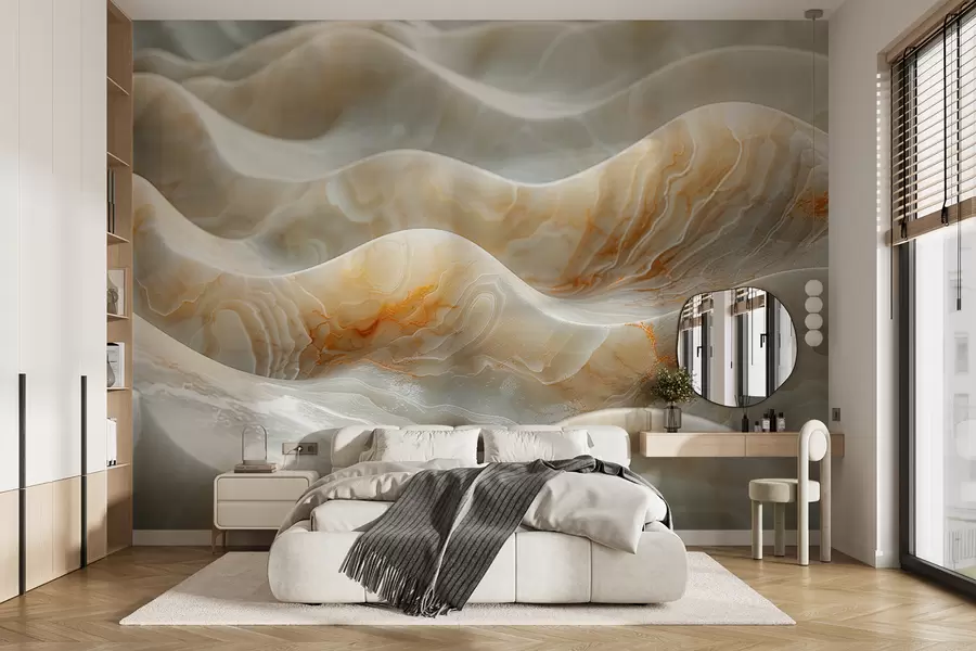 Murale Des vagues de marbre aux couleurs beiges w01488