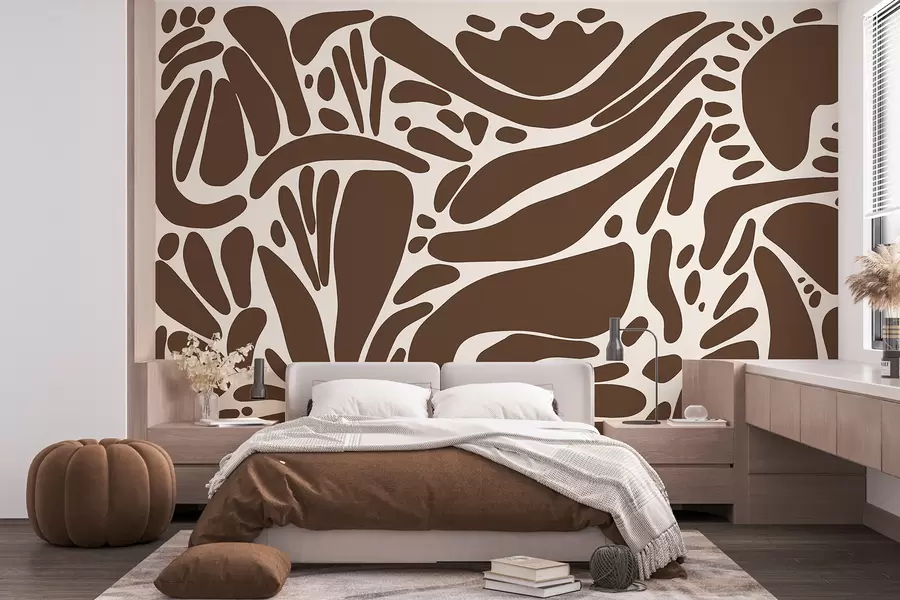 Fototapete Abstraktes geometrisches Muster, Tribal-Stil, braune Farbe w01623v1