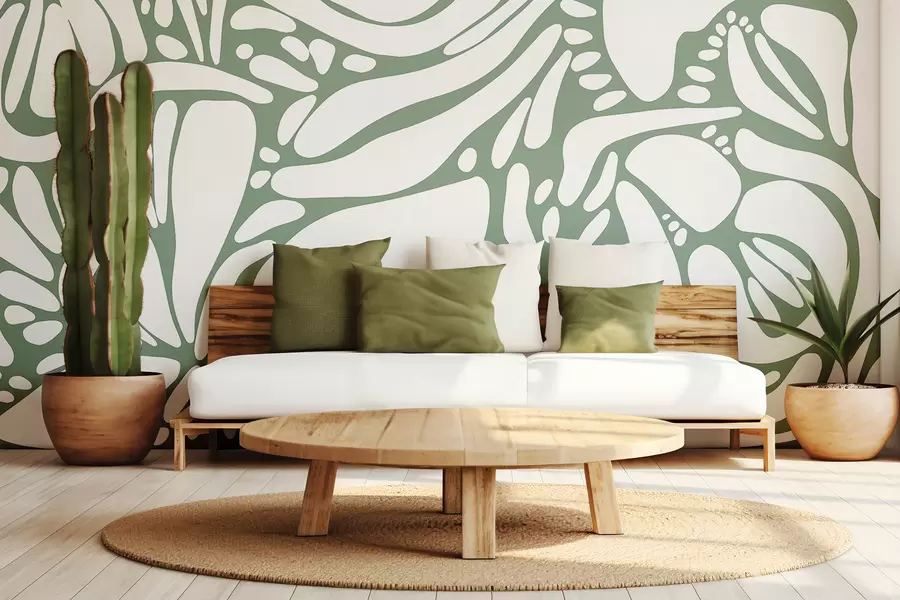 Fototapete Abstraktes geometrisches Muster, Tribal-Stil, hellgrüne Farbe w01623v2