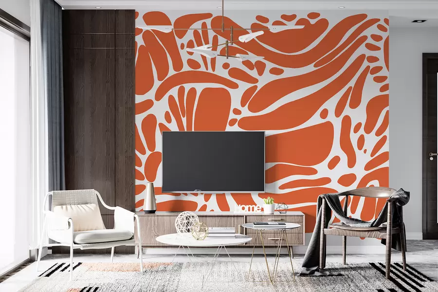 Fototapete Abstraktes geometrisches Muster, Tribal-Stil, orange Farbe w01623v6