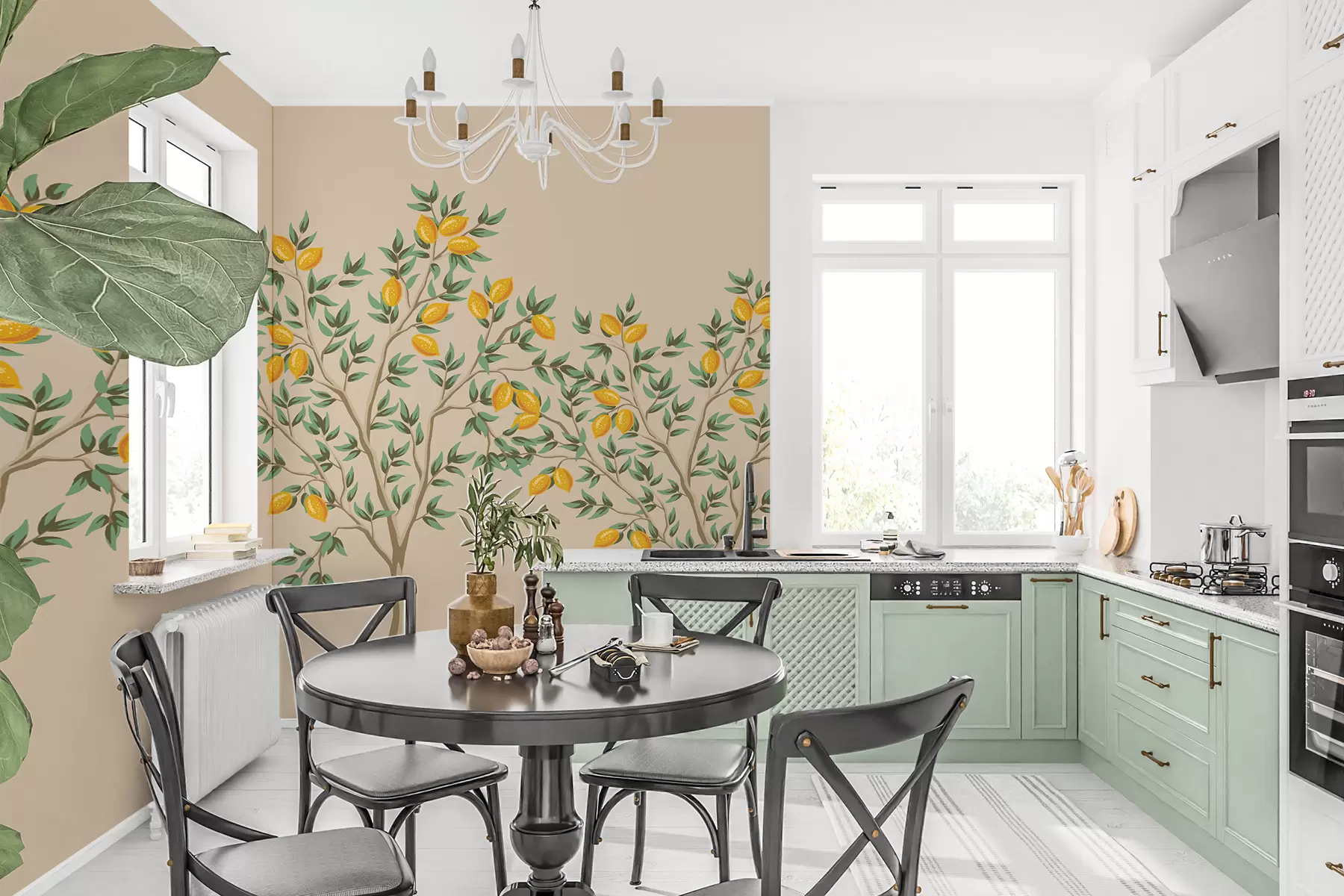 fototapeter Citrontræ, beige baggrund w01661v1